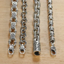 4 Pieces Exquisite Retro Domineering Silver Bracelet Men Pattern Tang Grass Chain Male Party Birthday Hegemony Fashion Jewelry