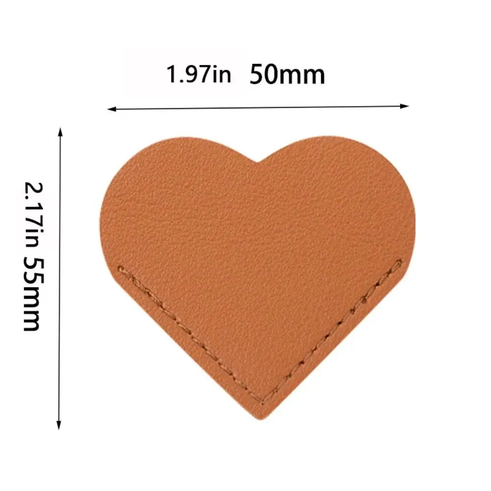 1pc PU Vintage Leather Bookmarks Heart-shaped Mini Corner Page Marker Bookmark For Student Stationery Reader Teacher Gift