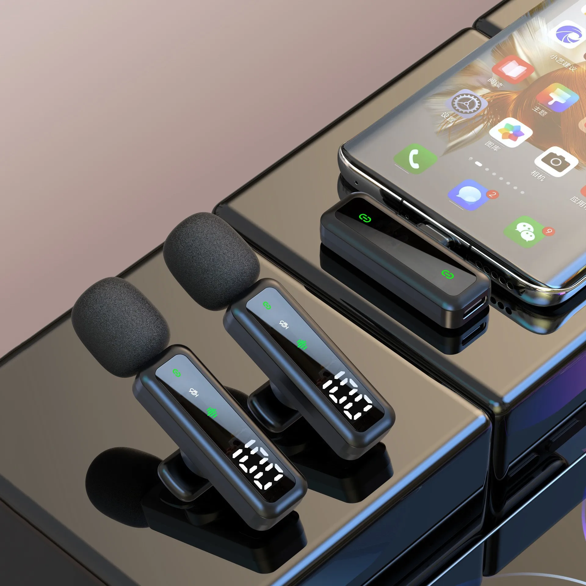 Cross-border dedicated wireless collar microphone live broadcast radio Bluetooth 5.0 digital display