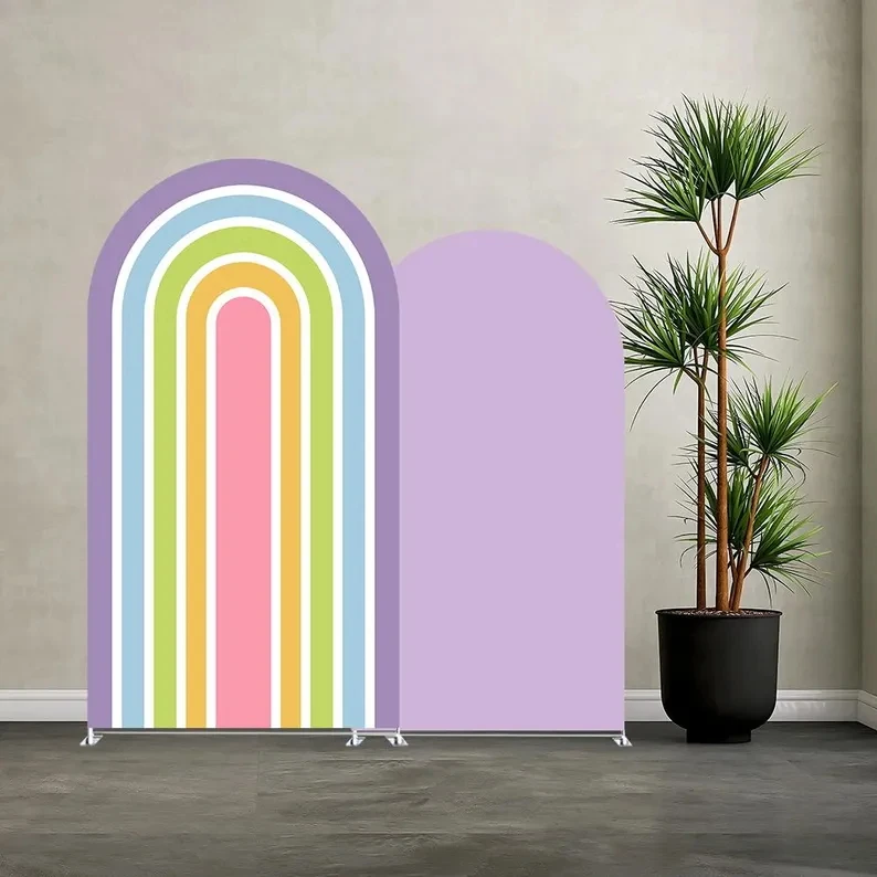LS 2-Sided Arch Cover Boho Rainbow Decoration Backdrop Wall Cake Smash Baby Shower Newborn Birthday Party Photo Props