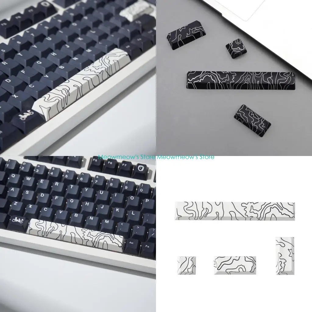 W91A 4-Key Keycaps Entre 6.25u Spacebar Keycap Replacement OEM Height PBT Heat Sublimated for Mechanical Keyboard