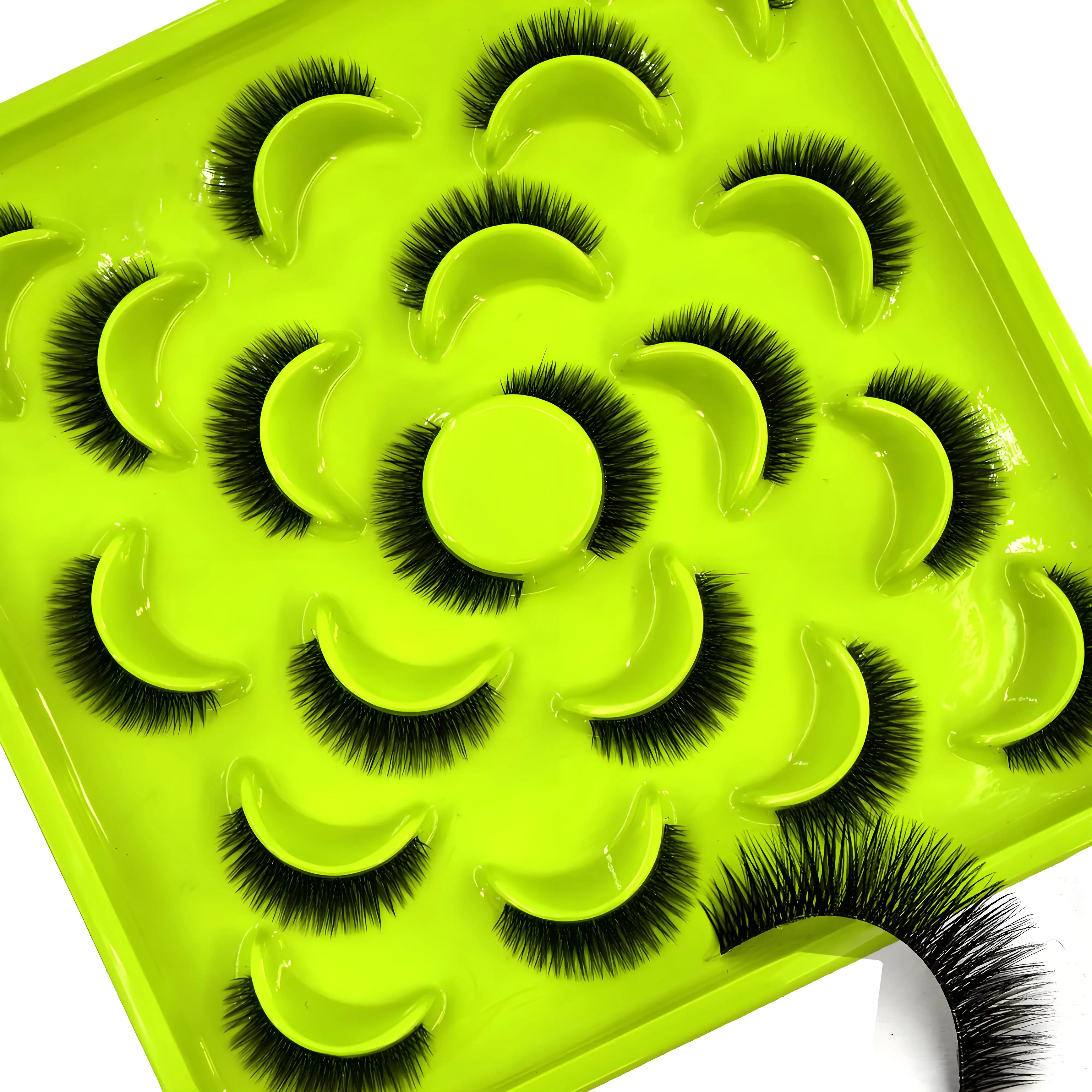 3D natürliches Aussehen falsche Wimpern Katzenaugenwimpern Nerzpelz falsche Wimpern, streifenförmige Wimpern wiederverwendbare Wimpern weich