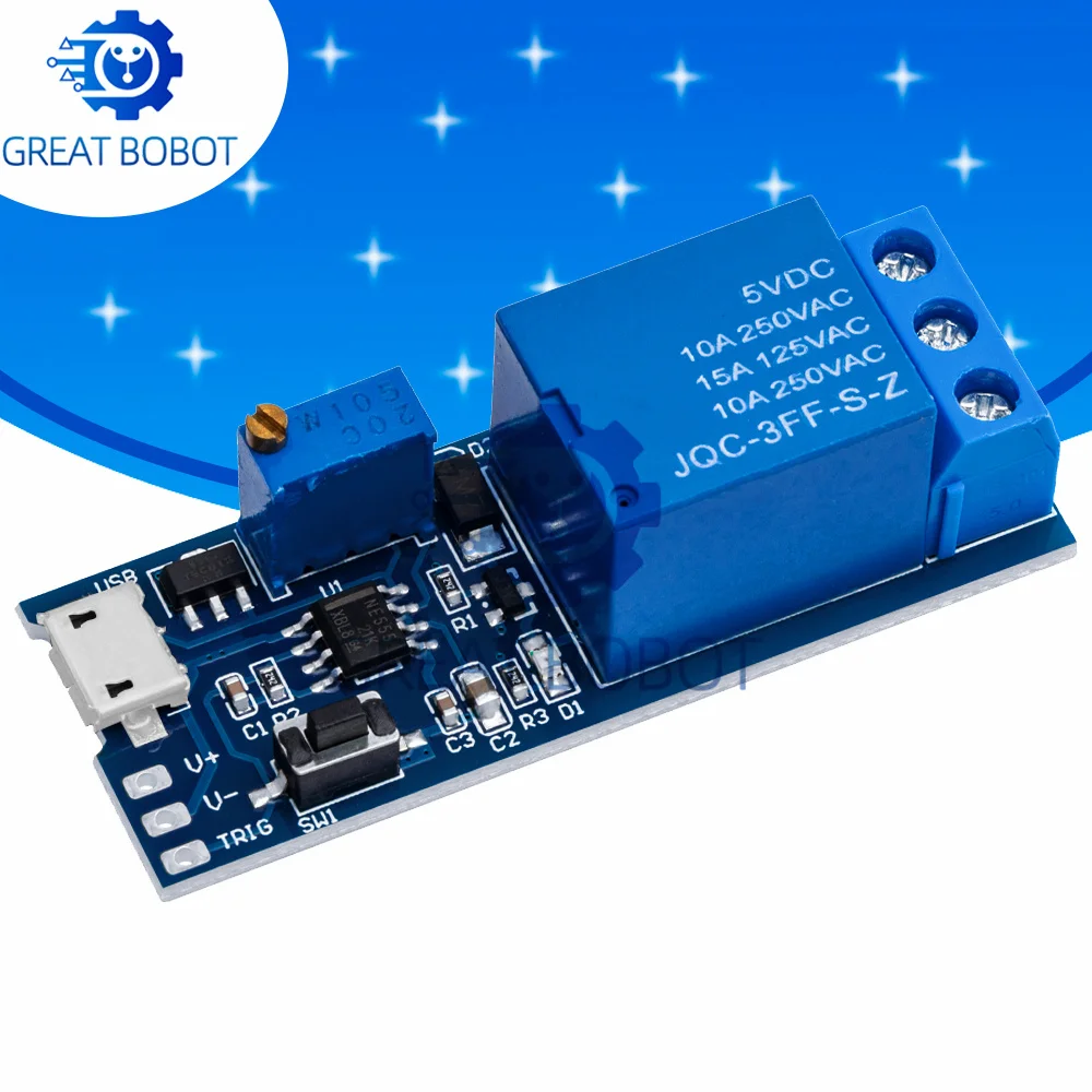 BS BSBS 1PCS  5V-30V Delay Relay Timer Module Trigger Delay Switch Micro USB Power Adjustable Relay Module