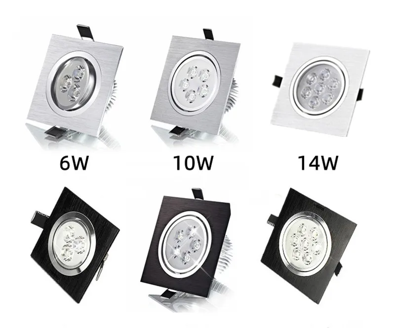 Wbudowany ściemniania LED typu Downlight 6W/10W/14W wysokiej mocy Chip lampy punktowe lampy sufitowe AC90-260V na oświetlenie domu