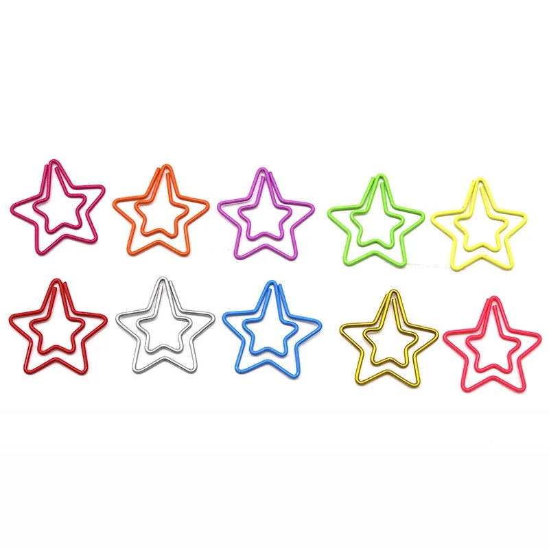 10/30Pcs Assorted Colors Mini Iron Star Paper Clips Random Color Creative Office Supplies Memo Letter Organizers Stationery
