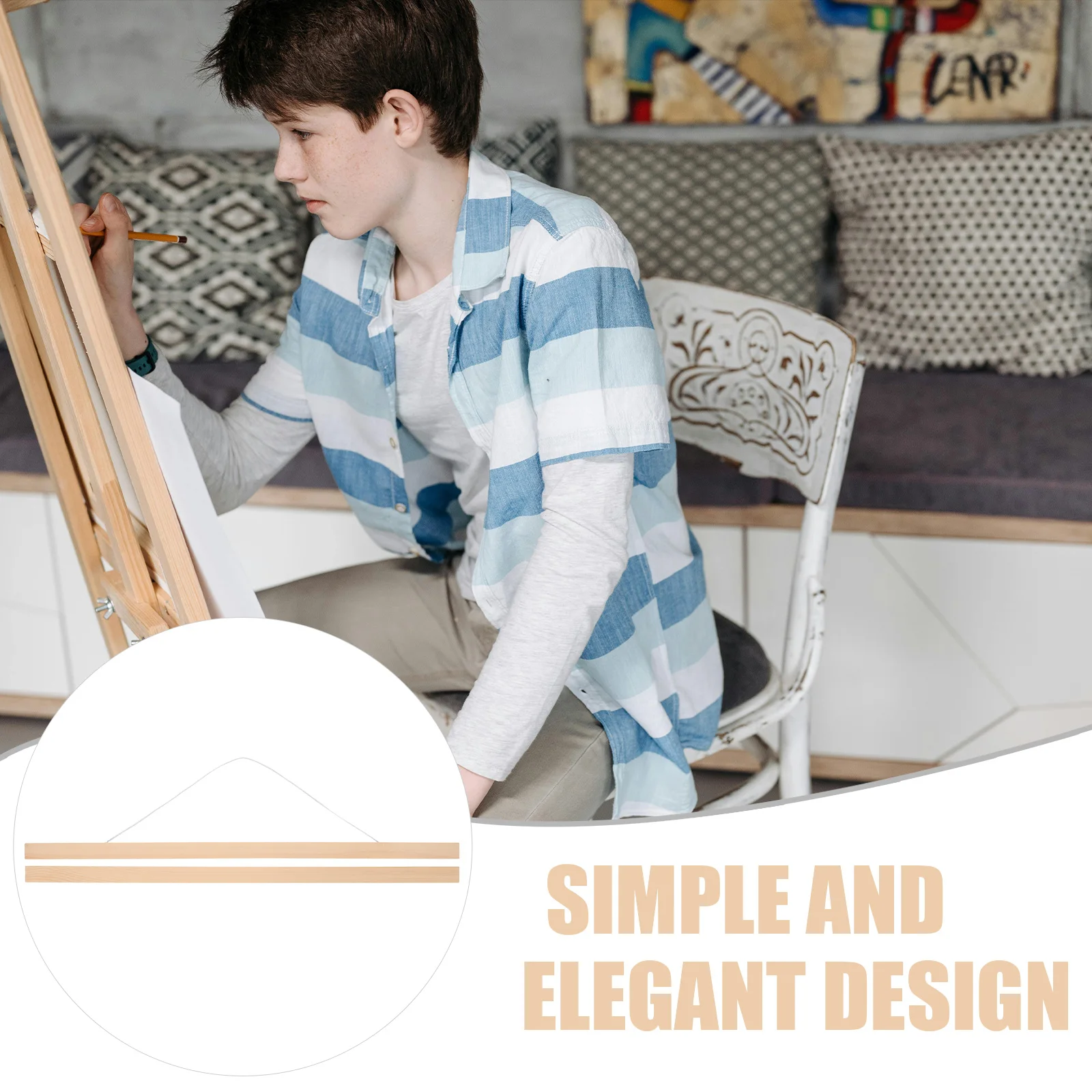 

5pcs Wooden Poster DIY Scroll for Artwork Painting Display Household Decor Photography Studio Use Solid Wood Frame Wood Picture