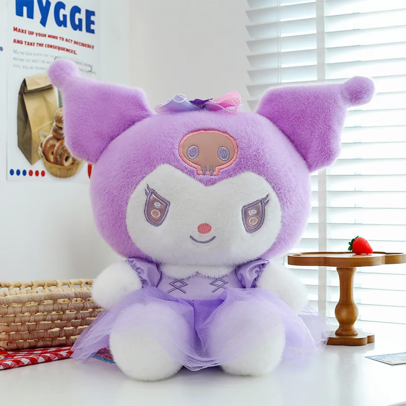 Sanrio Plush Toy Kuro Mi My Melody Hello Kitty Doll in Tulle Dress Cute Stuffed Animal for Kids Birthday Gift Galaxy Supernova