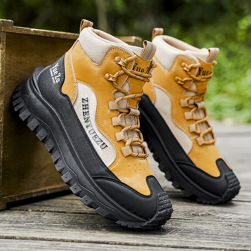 Herren Westernstiefel mit Dicken, Verschleißfesten Sohlen und Komfortablem Futter, Geeignet für Outdoor-Aktivitäten, Camping, Wandern und Andere Outfits