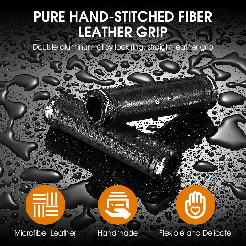 WEST BIKING Bicycle Grips Shock-absorbing Soft PU Leather Handlebar Grips Lock On MTB Road Cycling Handmade Handles Grips Cover