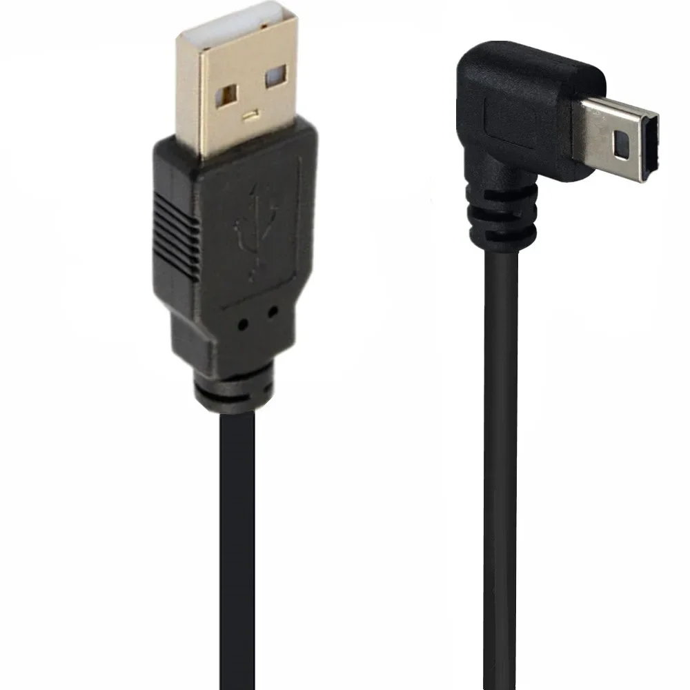 5M 90 Degree Elbow Mini Usb Data Line Up and Down Left and Right Elbow T-port V3 Mini Miniusb Charging Cable 0.5m 1.5m 3m