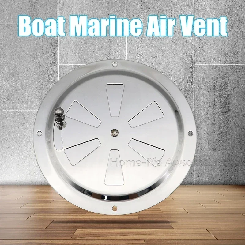 Air Louver Vent 125 มม.สแตนเลส 316 เรือ Marine รอบ Grille ระบายอากาศ Louvered Ventilator ย่างด้านข้างลูกบิดเปิด