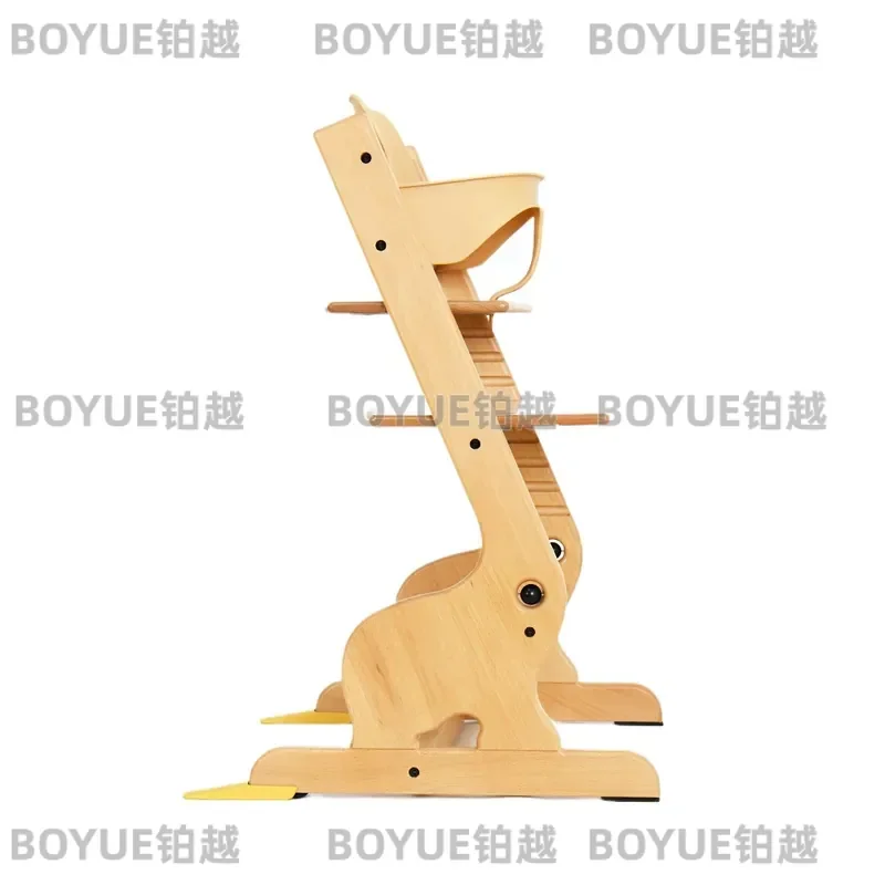 Adjustable Beech Wood High Chair for Toddlers Ergonomic Baby Feeding Seat Multifunctional Dining Stool for Kids Growth