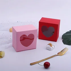 10pcs Creative Dessert Box, Used For Baking Cupcakes And French Pastry Muffin Boxes, With Transparent Window Opening Cupcake Box