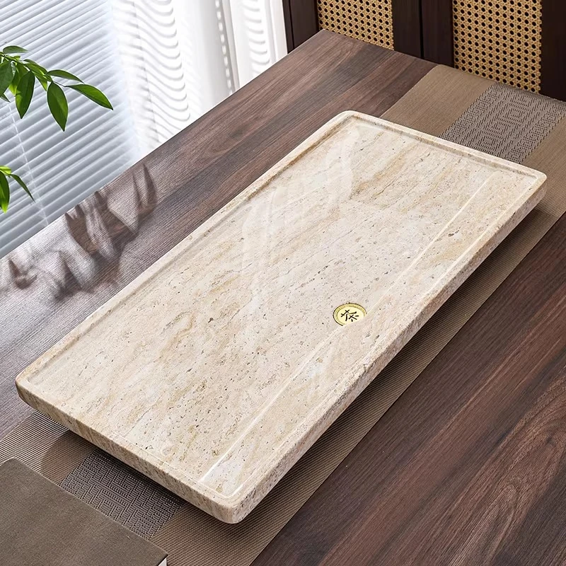 Nordic Stone Plate Tea Tray Rectangular Serving Modern Tea Tray Living Room Office bandeja de bambu para cozinha Decorative Tray