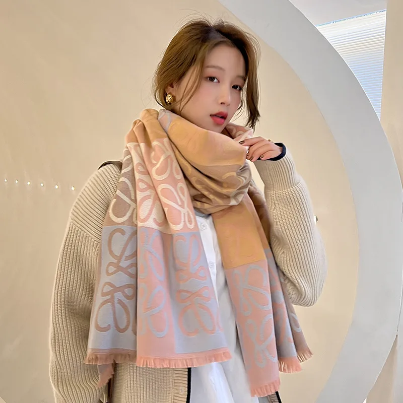 

Autumn and Winter Scarf Women's Warm Square Color Matching Imitation Cashmere Scarf Double-sided Jacquard Air Conditioner Shawl