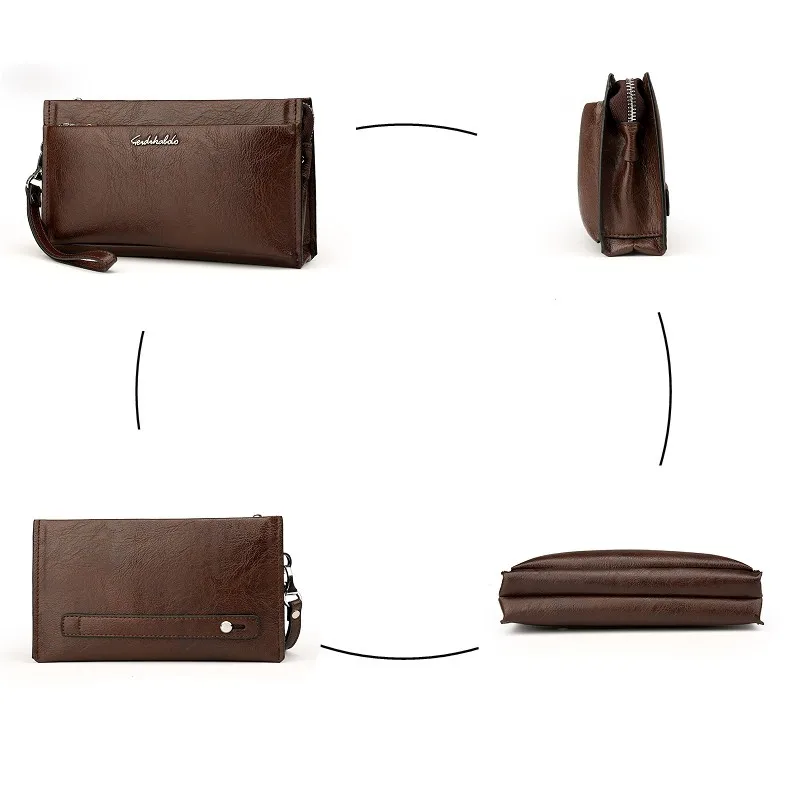 Men's Soft Leather Clutch Handbag Casual Envelope Bag High Capacity Fashion Trend Business Gift Moneybag