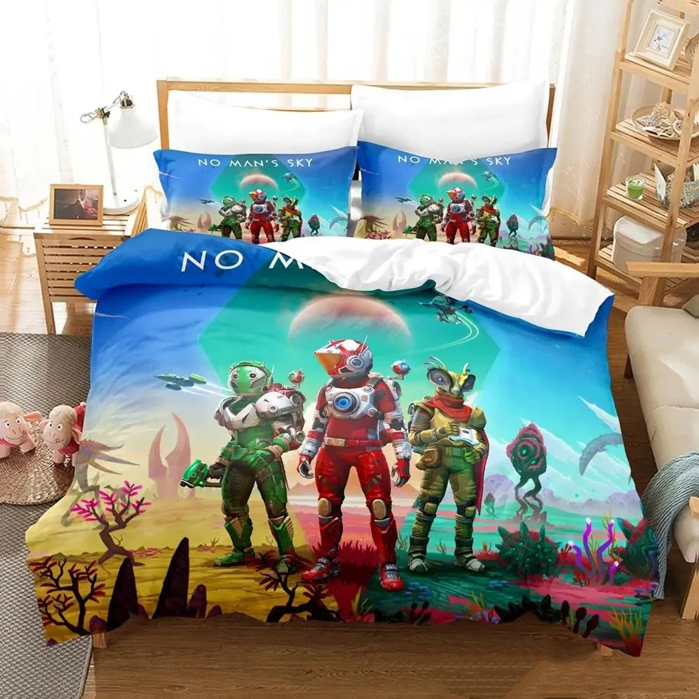 

2023 No Man's Sky Bedding Set Single Twin Full Queen King Size Bed Set Adult Kid Bedroom Duvetcover Sets Anime parure de lit Bed