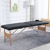 HOMCOM Folding Wooden Massage Stretcher with Headrest 186x60x58-81 cm