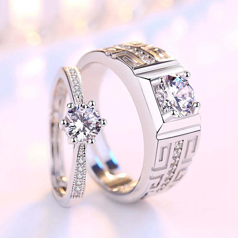 

Luxury 925 Sterling Silver Exquisite Zirconia Ring for Men and Women, Wedding Party Gift, Couple Ring