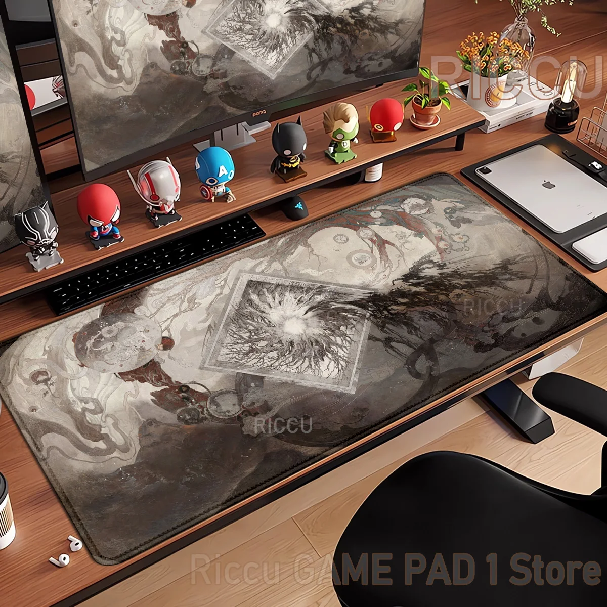 

HD Mouse Pad Gaming Black traditional Chinese painting printon demand Custom Home Mousepad Desk Mats Natural Rubber Mouse Mats
