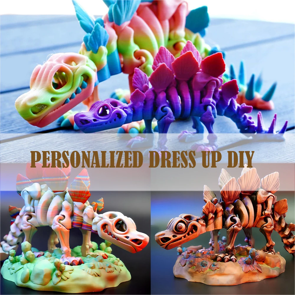 3D Impresso Stegosaurus Figuras Brinquedos para Crianças, Animais Realistas, Ornamento Modelo, Desktop Decorativo, Meninos Criativos, Presentes Novidade