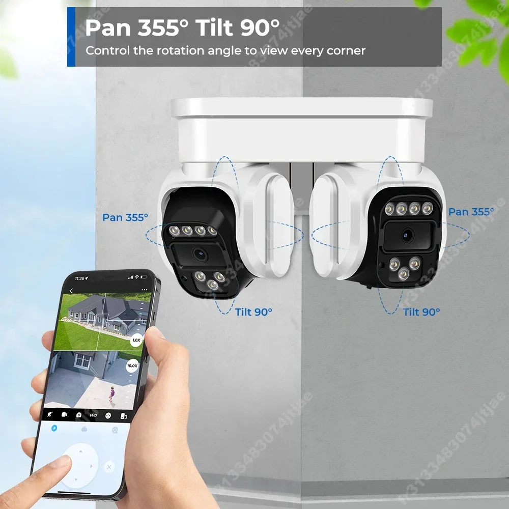 4G/WIFI HD Dual Screen Outdoor Camera 360°PTZ Human Detection Remote Two-way Intercom Color Night Vision Solar Security Camera