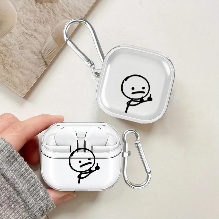 Hülle für Samsung Galaxy Buds 4 Pro 4Pro 3 FE Live 3Pro 2, transparente Kopfhörerhülle, niedliche Kunst-Stick-Figuren
