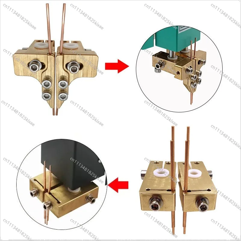 For Triangular Double Parallel Copper Chuck Spot Welding Machine Head, Brass Chuck Copper Part Fixture with Spot Welding Needle