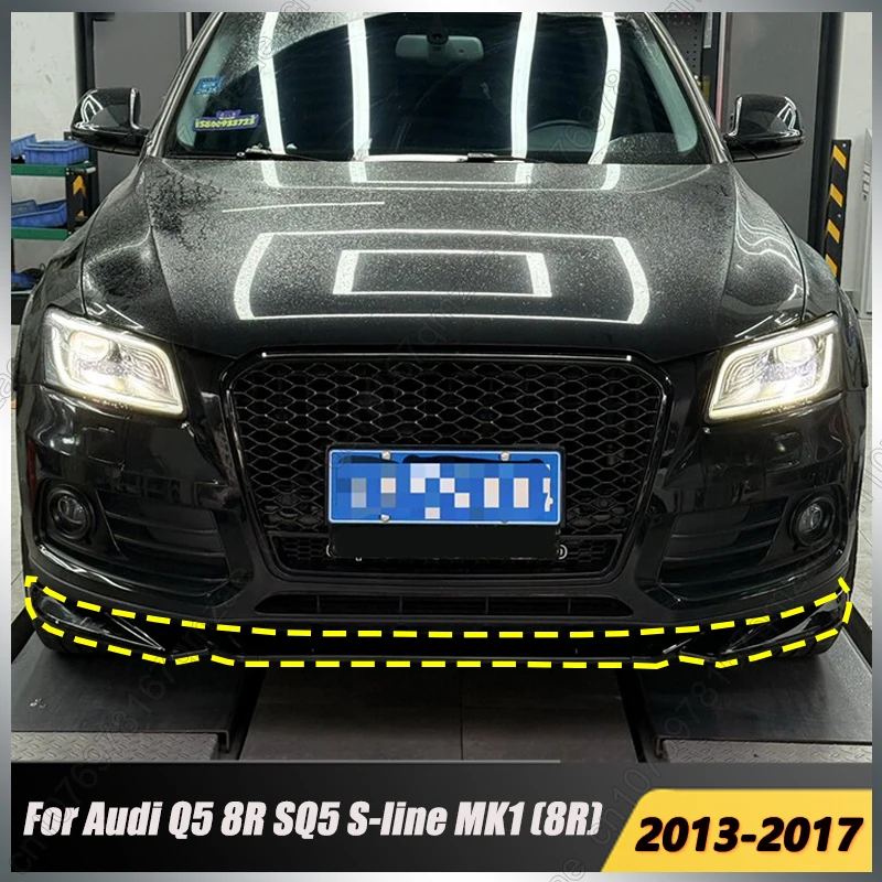 

Car 3PCS Front Bumper Spoiler Front Lower Lip Chin For Audi Q5 8R SQ5 S-line MK1 (8R) 2013-2017 Glossy Black Exterior Body Kits
