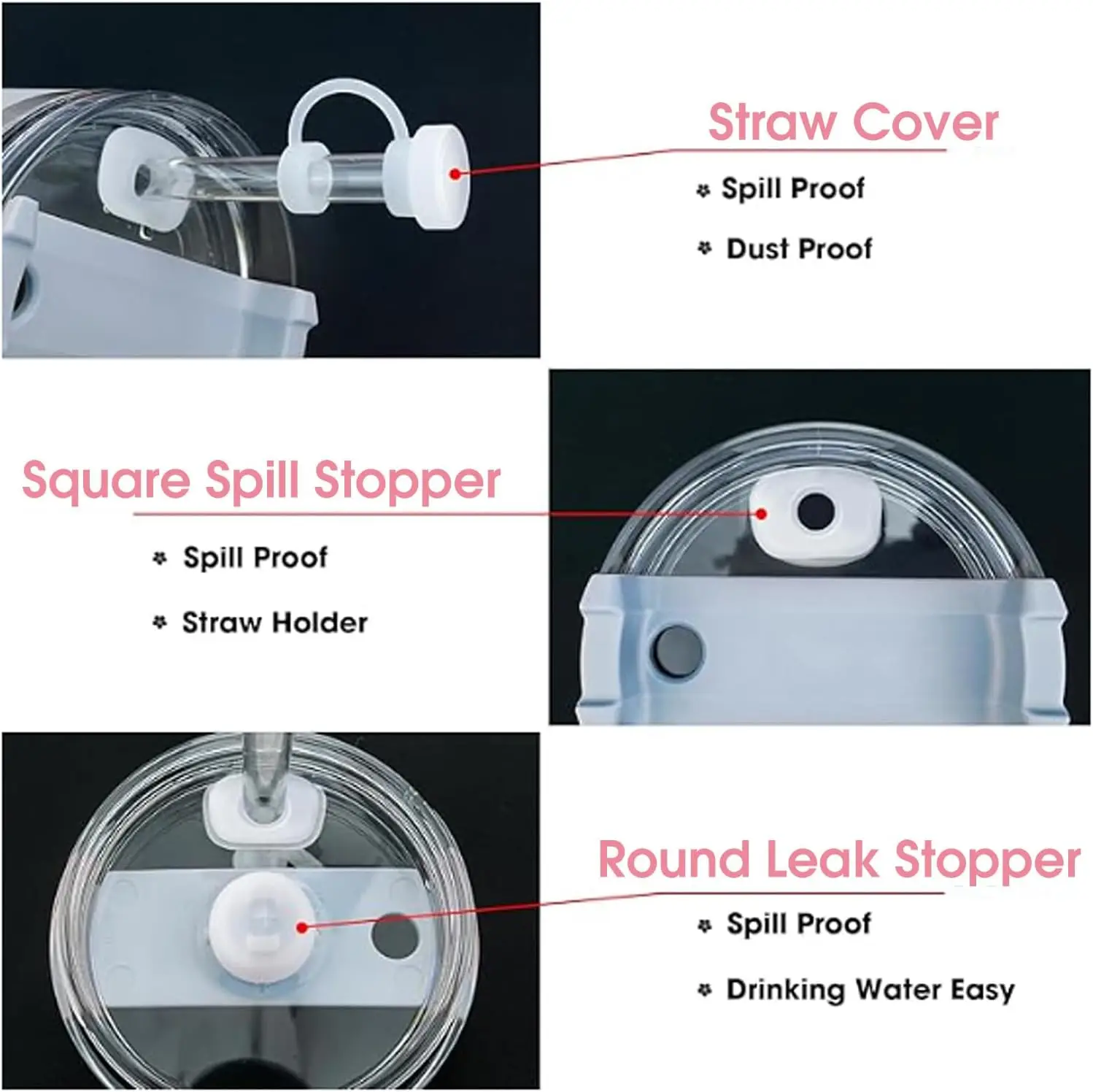 9PCS Cup Accessories Set Water Bottle Handle Strap Coin Purse Silicone Cup Boot Straw Cover for Stanley Cup 30oz & 40oz Tumbler view 4