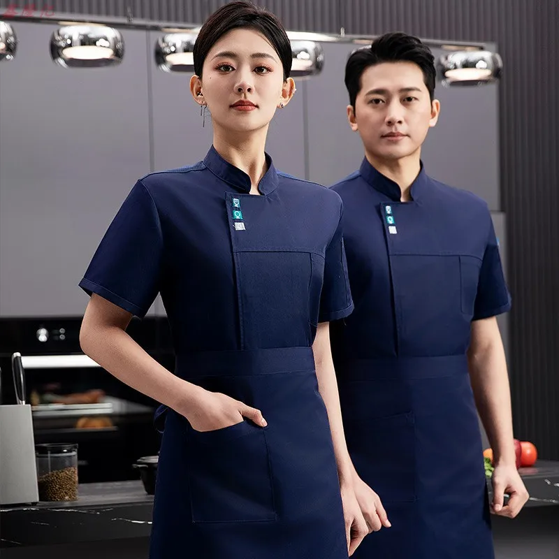 Summer Thin Breathable Mesh Short Sleeve Chef Jacket for Catering Hotel Restaurant Canteen Pastry Baker Workwear Kitchen Clothes