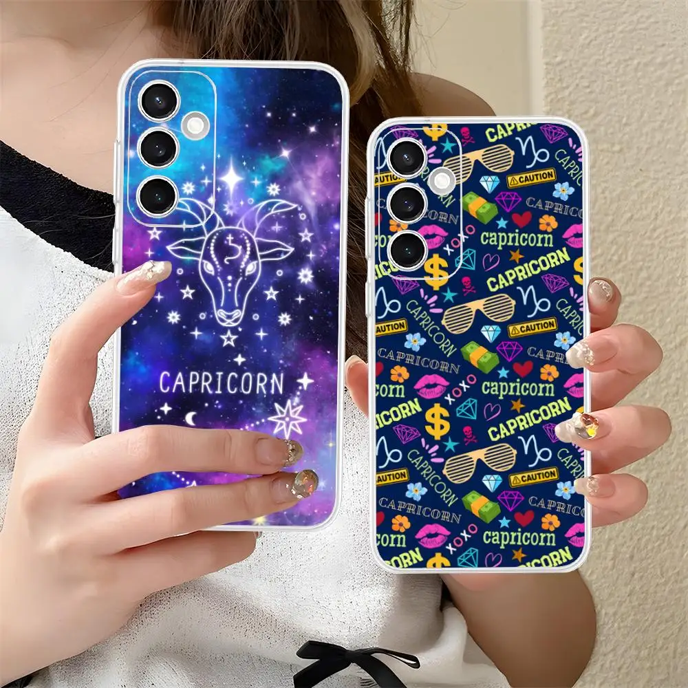 Zodiac Sign Capricorn Phone Case for Samsung Galaxy S25 S24 S23 S22 S21Plus FE Ultra Soft TPU Clear Shockproof Cover