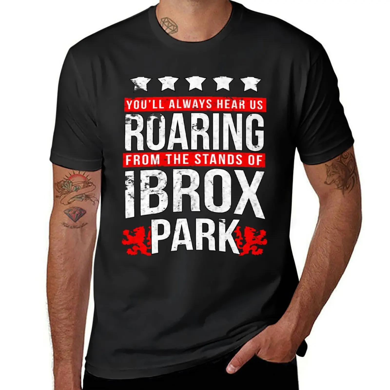 

Glasgow Rangers Ibrox Roar (Distressed Look) T-Shirt customs design your own quick drying baggy shirts mens workout shirts