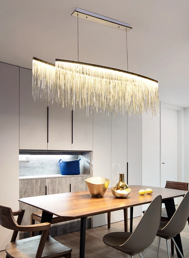 

Modern Nordic tassel restaurant luxury chandelier designer decorative luxury hotel engineering chain living room art lighting