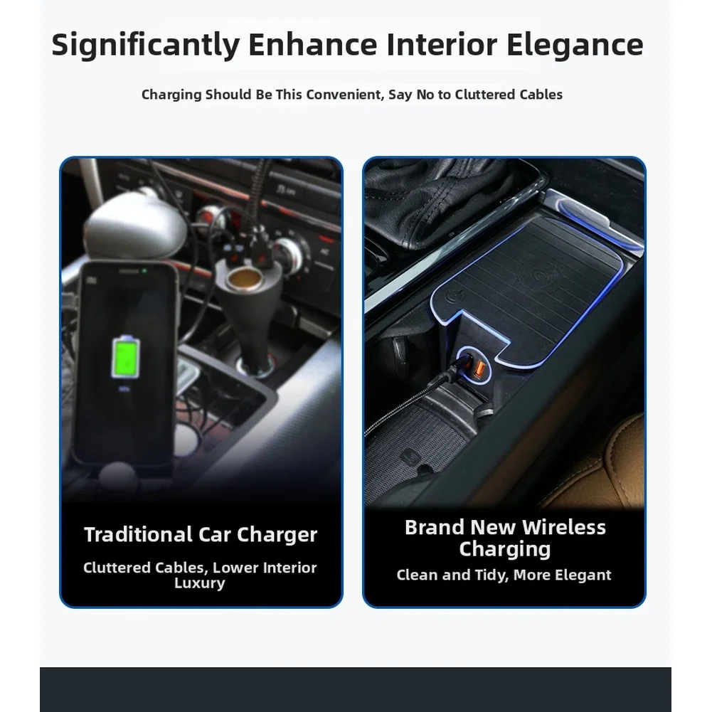 For Daily Commuting 15W Wireless Charger Travel Wireless Charger Car Charger Non-slip Silicone Mat Overheating Prevention