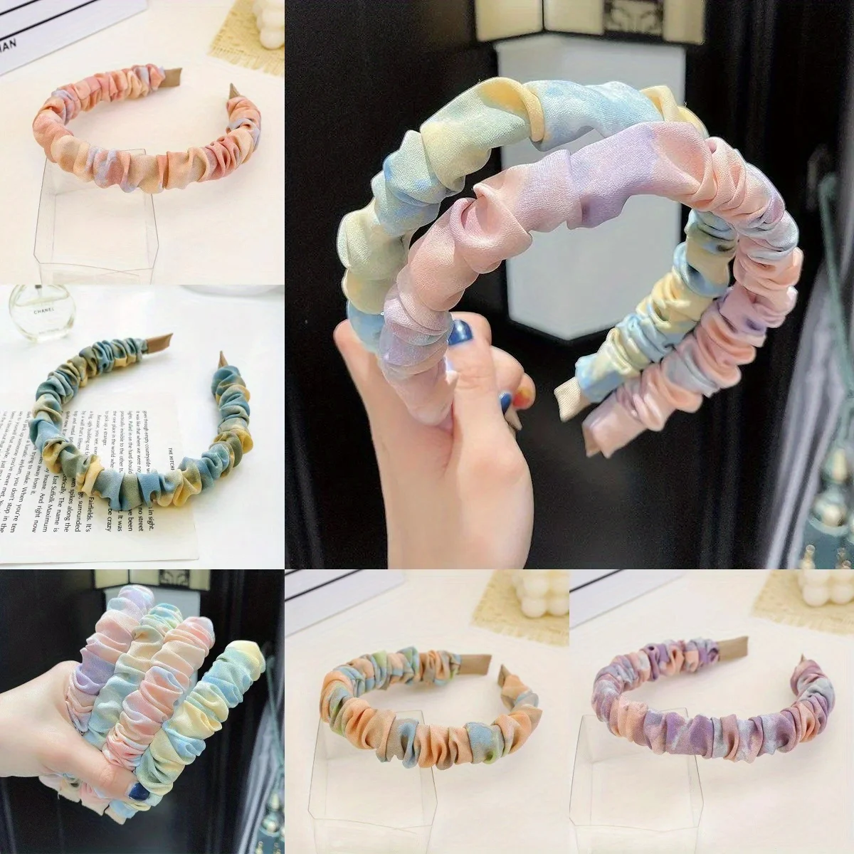 

Резинка для волос с лесными рюшами ярких цветов, градиентный дизайн, нескользящая ручка для женщин и девочек, вечерние, свадебные, повседневные аксессуары для волос, головные уборы
