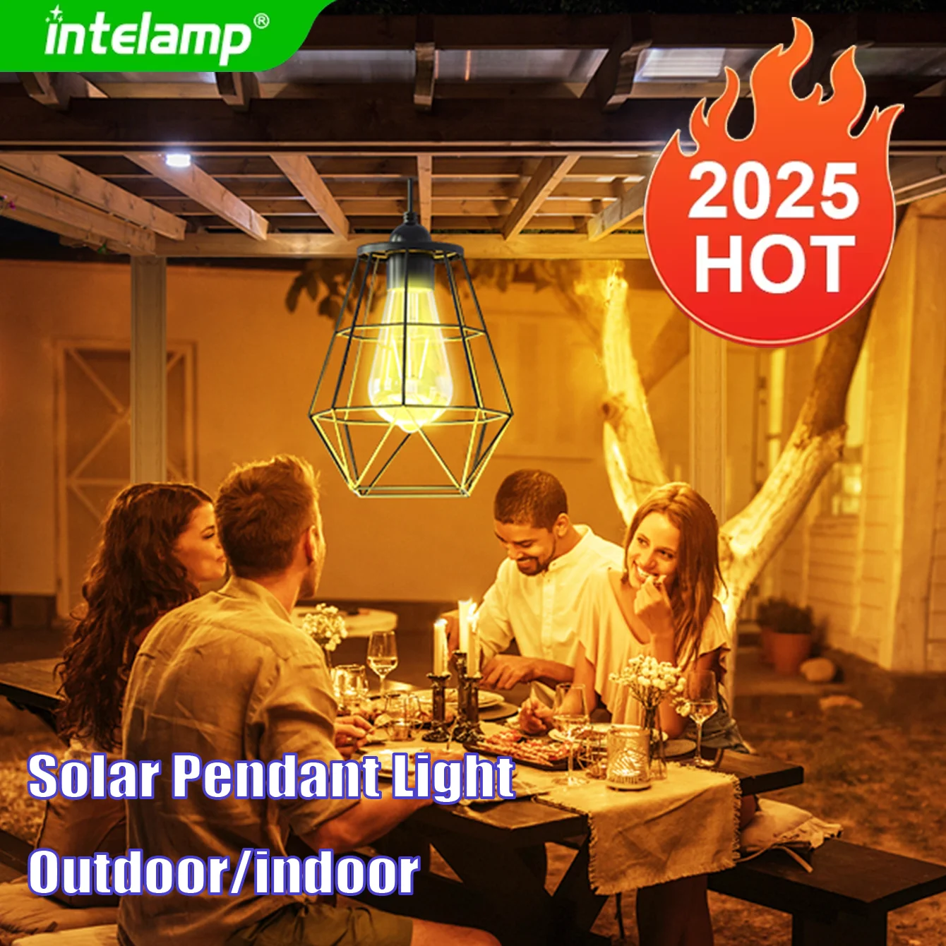 

2025 Solar Pendant Light Indoor and Outdoor Super Bright IP65 Waterproof Solar Shed Lights for Bedroom Living Room Garden Garage