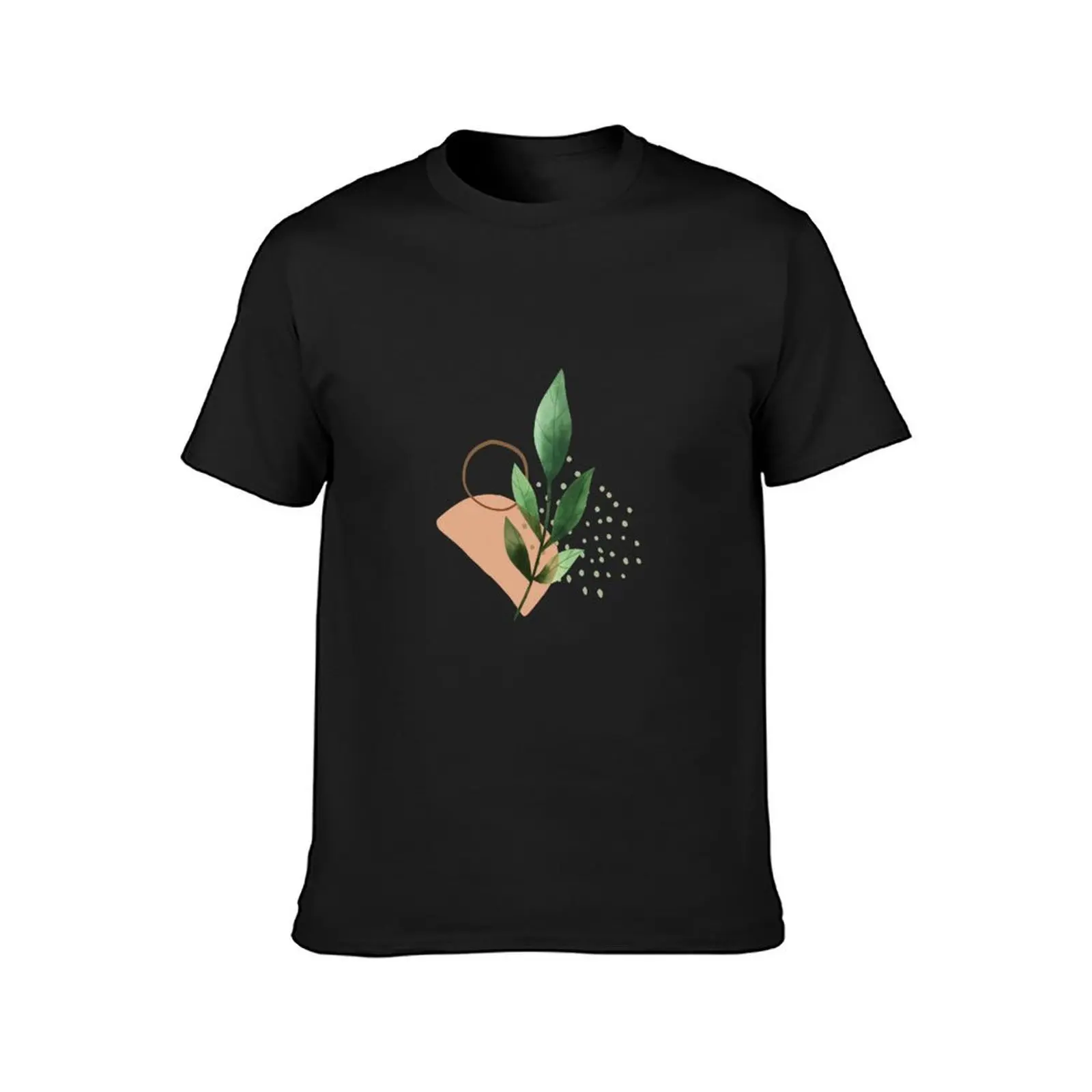 Boho style Leaf, geometric wall art T-Shirt plus size tops funnys cute tops graphics black t-shirts for men