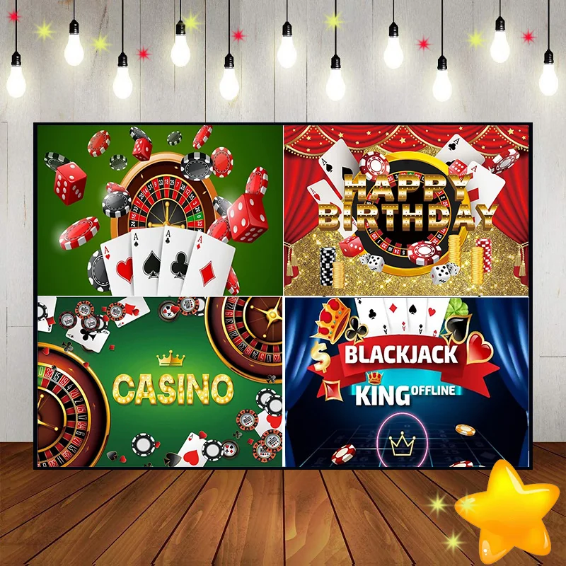 Casino Baby Shower Background Win Birthday Decoration Red Black Cards Photo Gold Photography Accessories Las Vegas Party Dice