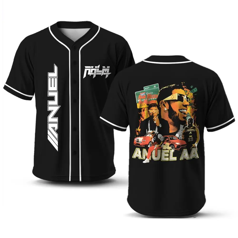 Anuel AA Real Hasta La Muerte 2025 Baseball Shirt Hip Hop Street Style Button-Down Shirt Men's And Women's Fan Gift Trendy Top