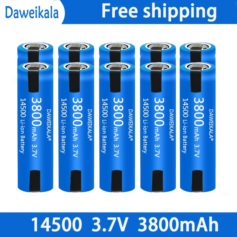 Bateria recarregável do íon do lítio com soldadura, bateria 14500, 3.7V, AA 3800mAh, para a escova de dentes elétrica, lâmina, barbeiro, novo