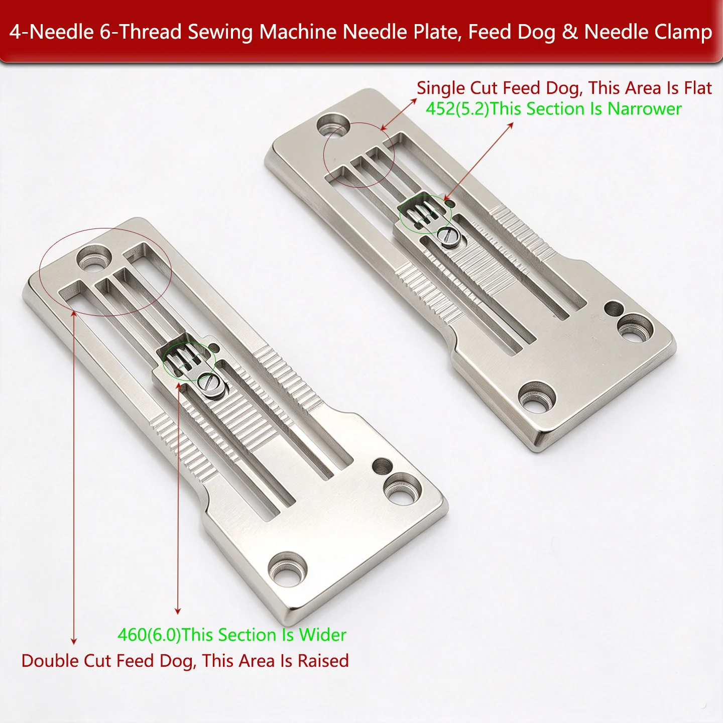 Hot Sale Yamato Shingray FD62 4-Needle 6-Thread Flat Seamer Single/Double Cut Needle Plate Feed Dog Needle Clamp Sewing Parts