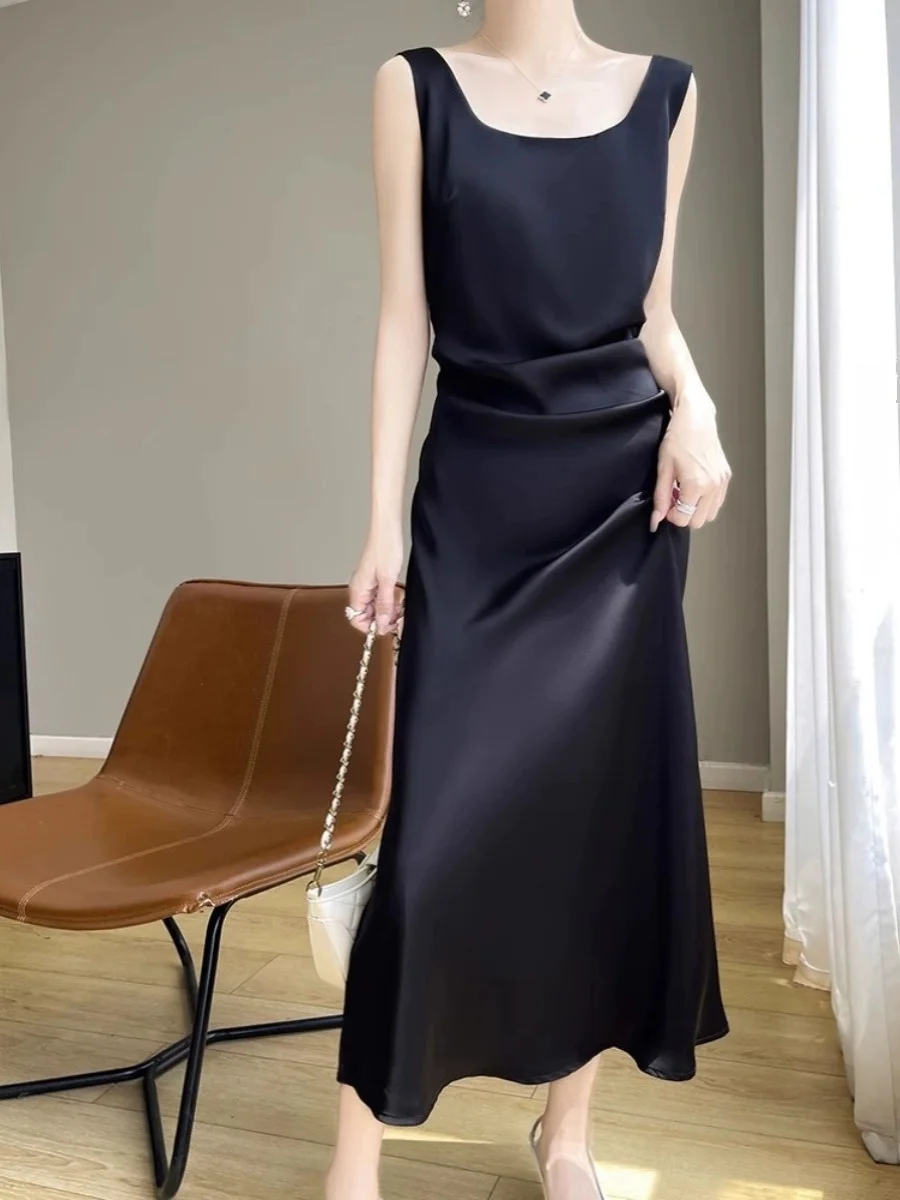 Ele Satin Wrap Dr المرأة التخسيس مطوي عالية الخصر غير المتكافئة هملين ماكسي Dr للتنقل موسم الصيف