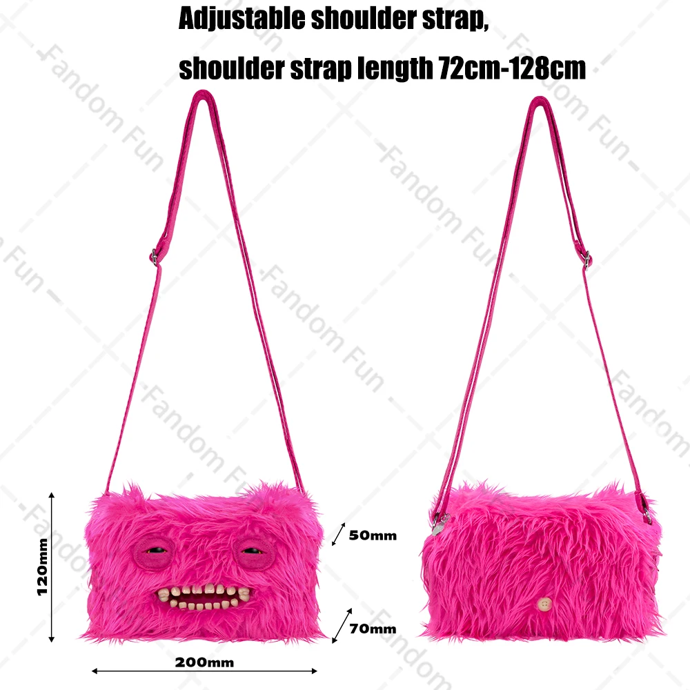 Fuggler Original bolso de hombro de felpa de ojos anchos Weirdo Screech diente feo monstruo cabeza grande bandolera peluda mochila regalo de cumpleaños