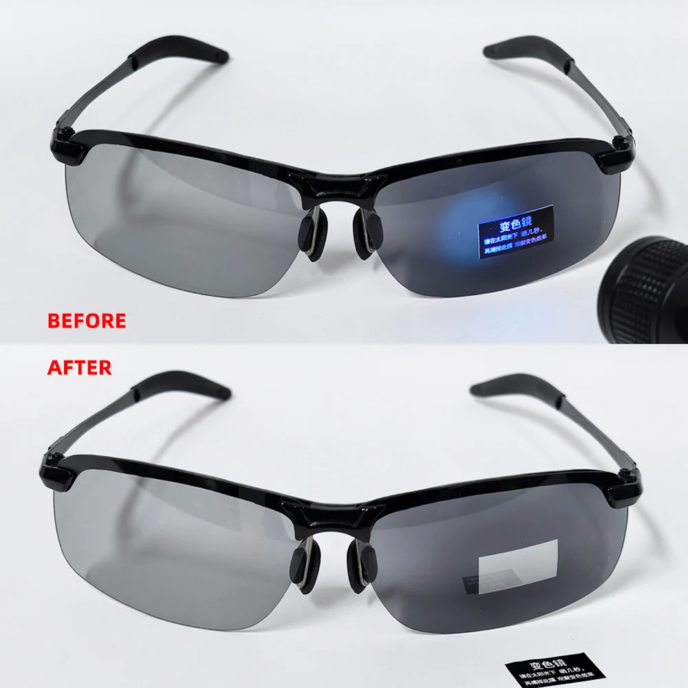 Halbrahmen Photochrome Sonnenbrille Männer Frauen Vintage Metall Polarisierte Sonnenbrille Für Männliche Nachtsicht Driving Shades – Detail 1