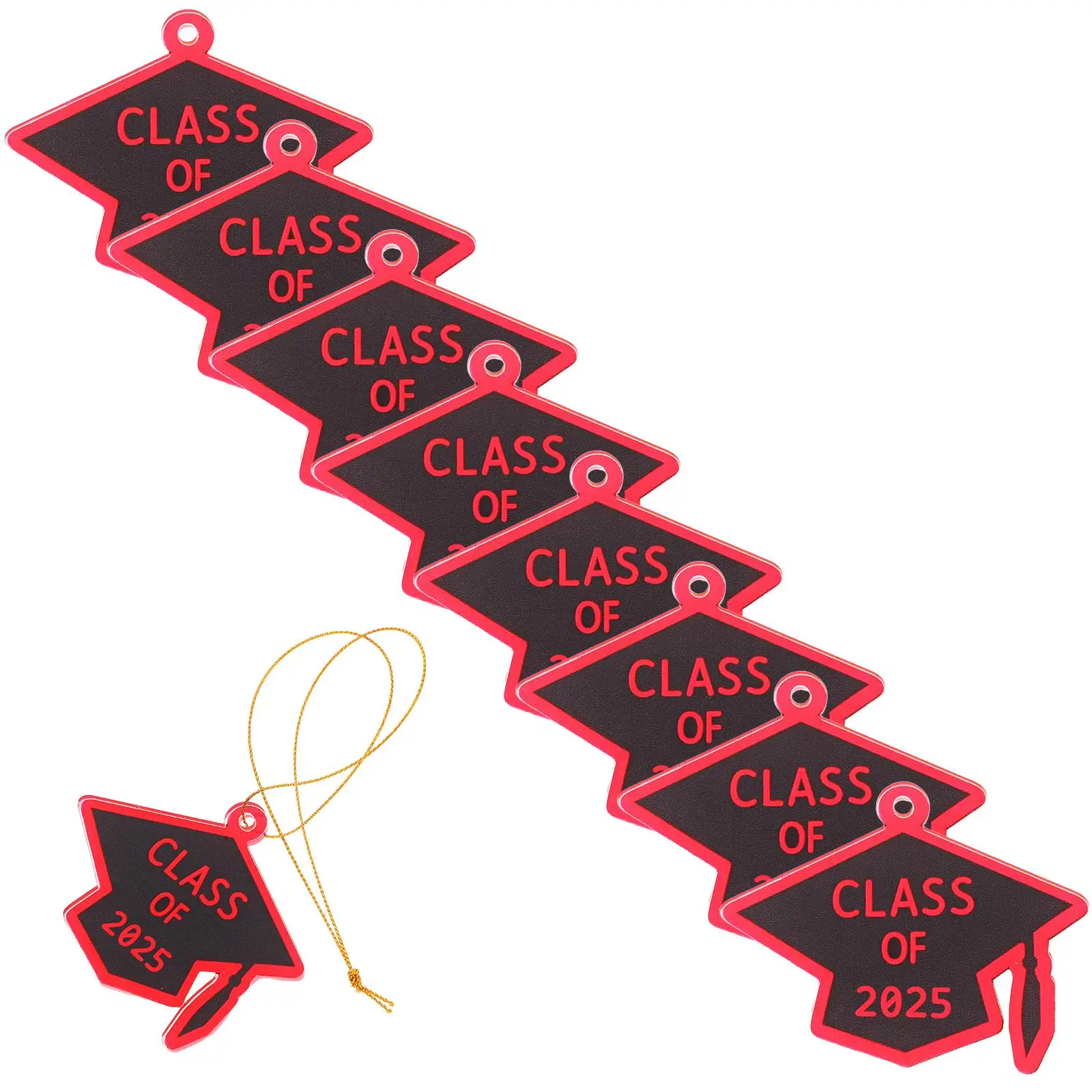 

12 Pcs 2025 Charms for Crafts Graduation Ornament Cap Keychain Decorate Accessory
