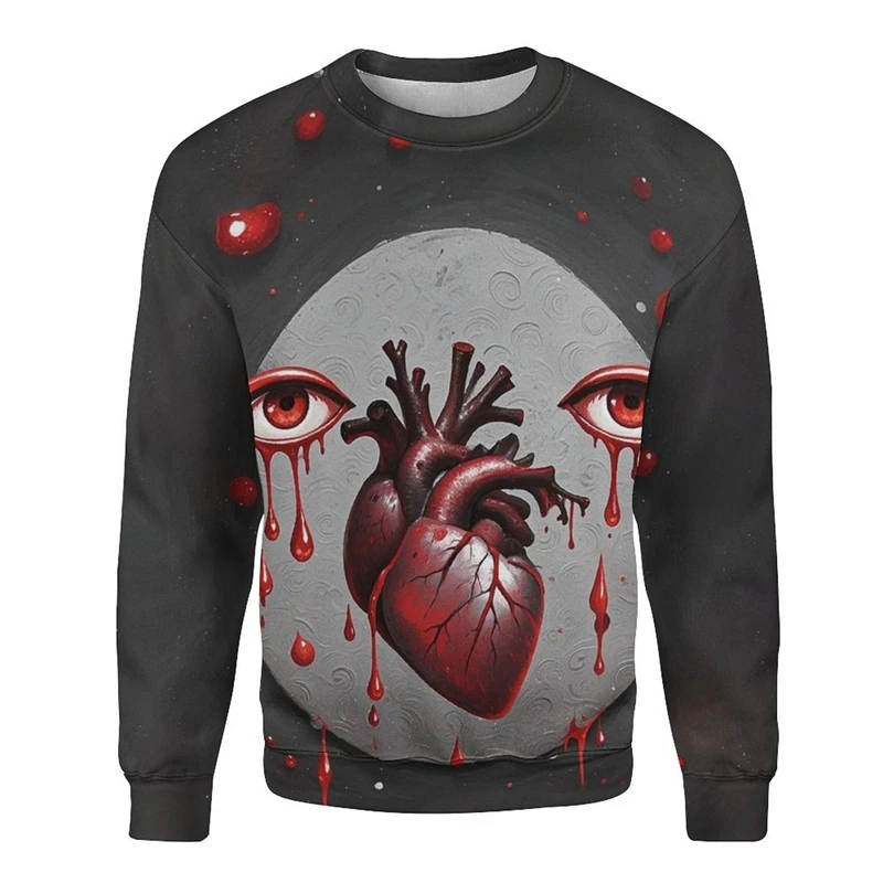 Hallowmas Bloody Hoodie Horror Ghost Skull Graphic Sweatshirt For Men Clothes Pullover Casual Loose Holiday Tops Crewneck Hoodie