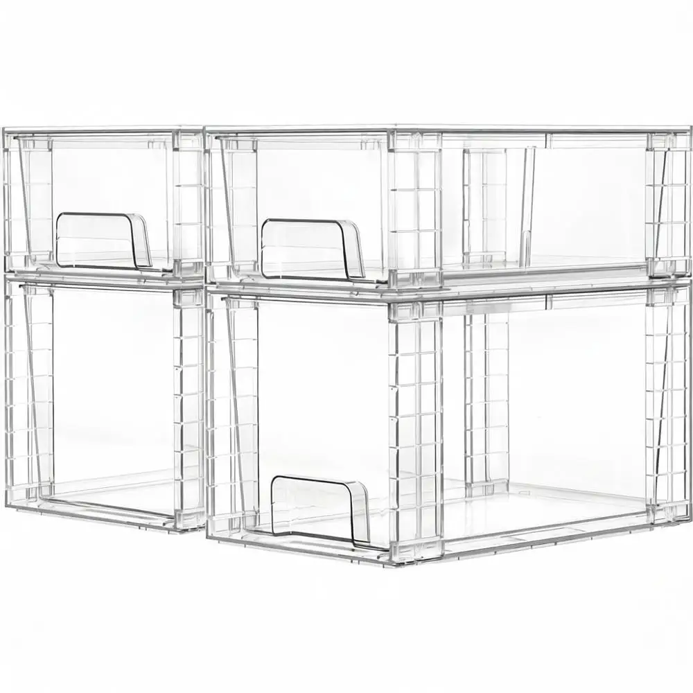 

Прозрачные штабелируемые ящики для хранения, органайзеры под раковину, хранение на кухне, простая сборка, пластиковые ящики, хранение детских бутылочек