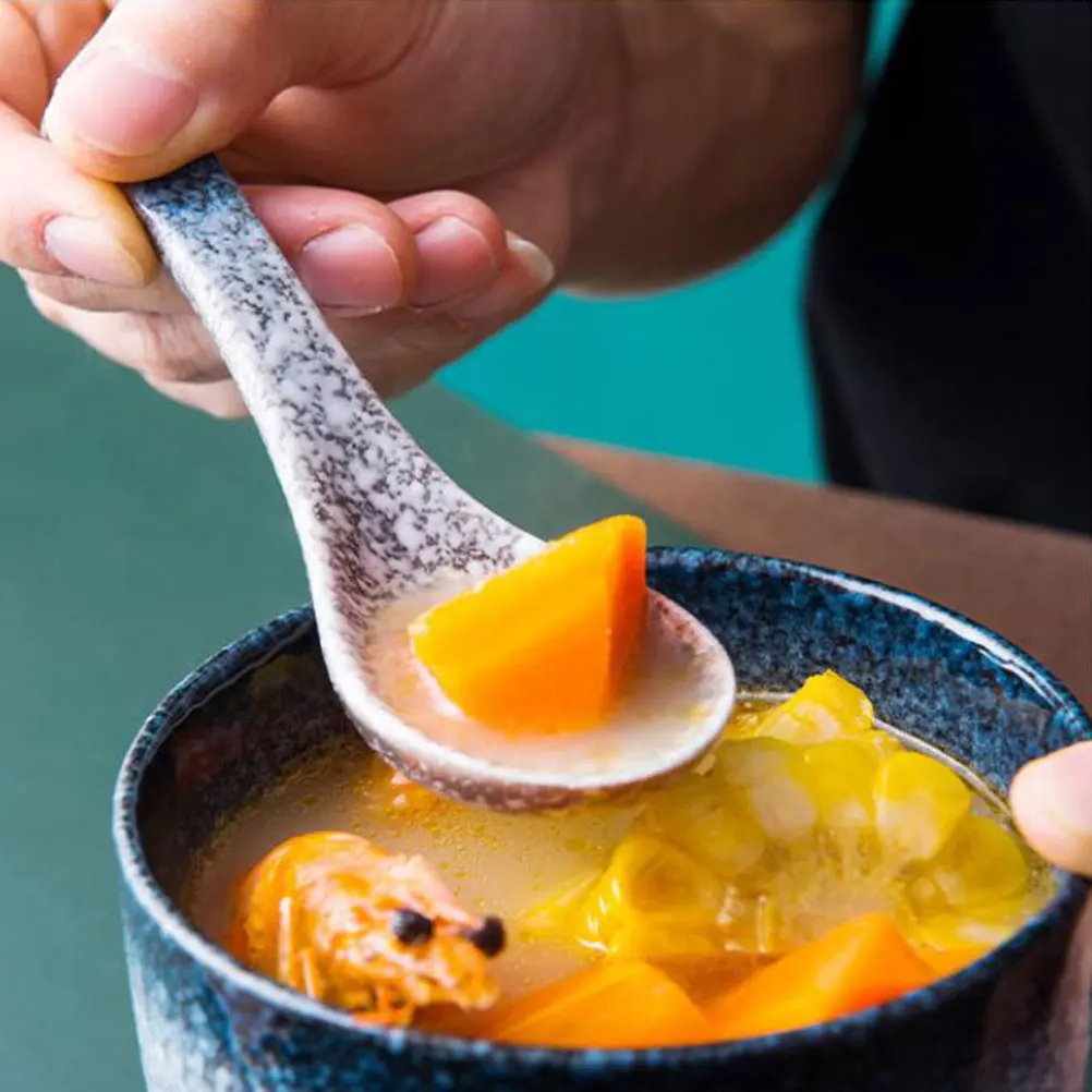 

5 Pcs Japanese Style Tableware Small Ceramic Spoon Spoons for Soup Asian Serving