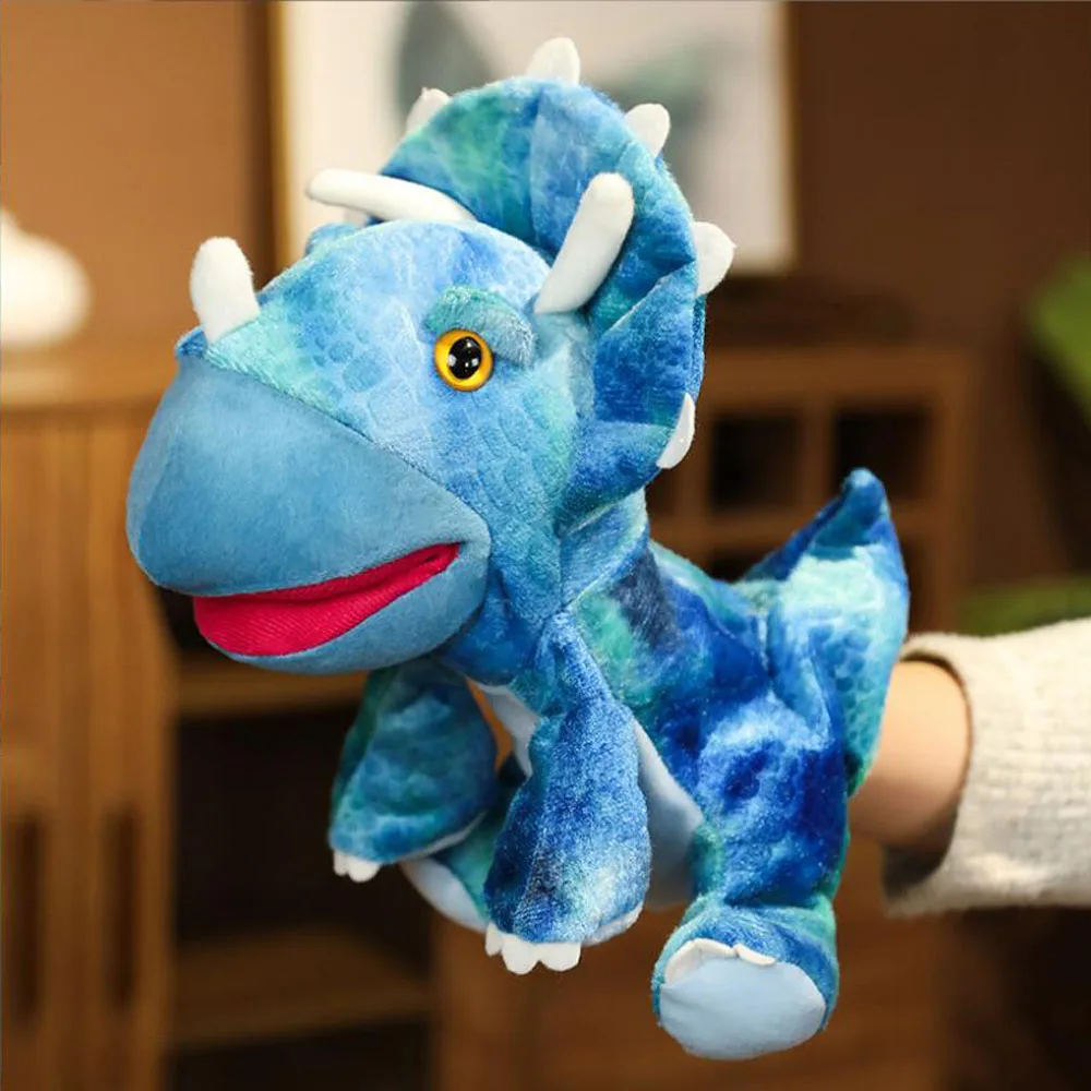 Triceratops dinosaurus open mond kinderen handpop knuffel